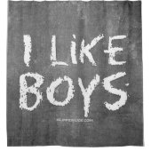 SlipperyJoe's I Like Boys schmutzige Tafel dunkel Duschvorhang (Vorderseite)
