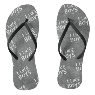 SlipperyJoe's Ich mag Jungs dreckiges Chalkboard-S Badesandalen