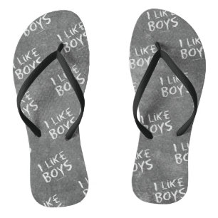 SlipperyJoe's Ich mag Jungs schmutzige schwarze Ta Badesandalen