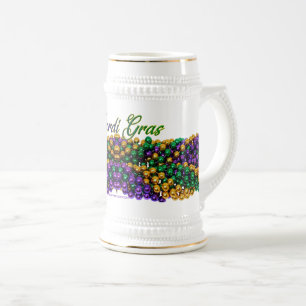 SlipperyJoe's ikonisches Mardi Gras–thematisches B Bierglas