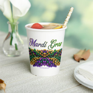 SlipperyJoe's ikonisches Mardi Gras–thematisches B Pappbecher