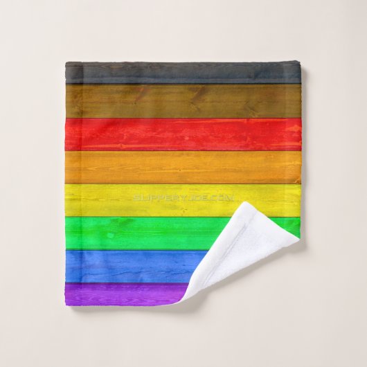 SlipperyJoe's Inclusive Gay Pride Flag strukturier Badhandtuch Set (Waschlappen)