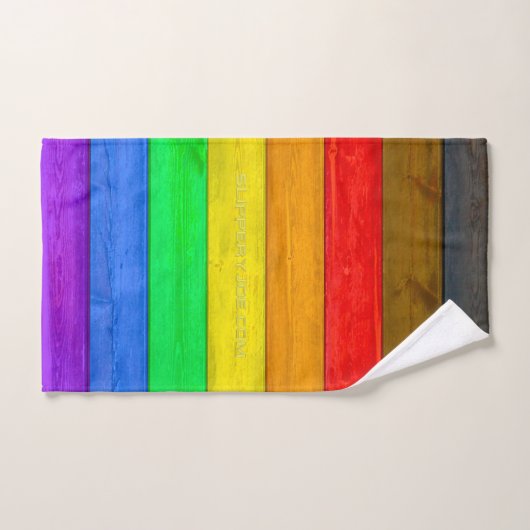 SlipperyJoe's Inclusive Gay Pride Flag strukturier Badhandtuch Set (Handtuch)