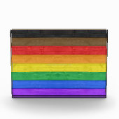 SlipperyJoe's Inclusive Gay Pride Flag strukturier Fotoblock (Vorderseite)