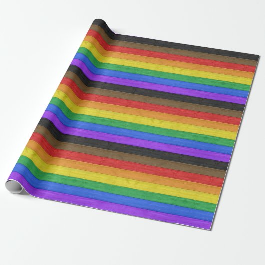 SlipperyJoe's Inclusive Gay Pride Flag strukturier Geschenkpapier (Ungerollt)