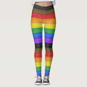 SlipperyJoe's Inclusive Gay Pride Flag strukturier Leggings (Vorderseite)