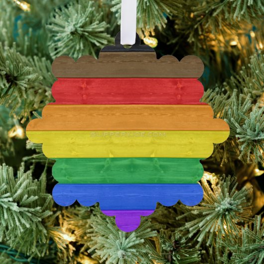 SlipperyJoe's Inclusive Gay Pride Flag strukturier Ornament Karte (Insitu (Baum))