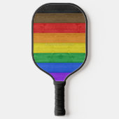 SlipperyJoe's Inclusive Gay Pride Flag strukturier Pickleball Schläger (Vorderseite)