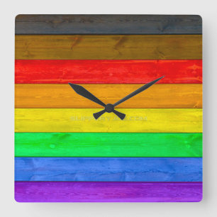 SlipperyJoe's Inclusive Gay Pride Flag strukturier Quadratische Wanduhr