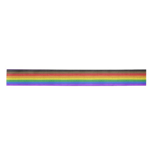 SlipperyJoe's Inclusive Gay Pride Flag strukturier Satinband (Vorderseite)