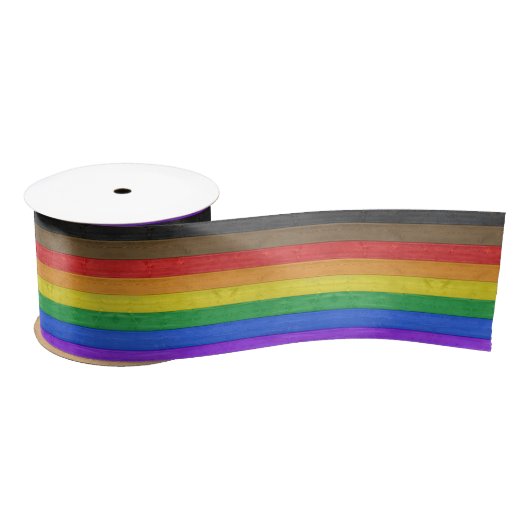 SlipperyJoe's Inclusive Gay Pride Flag strukturier Satinband (Spule)