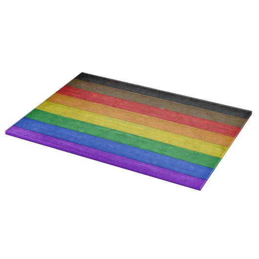 SlipperyJoe's Inclusive Gay Pride Flag strukturier Schneidebrett (Ecke)