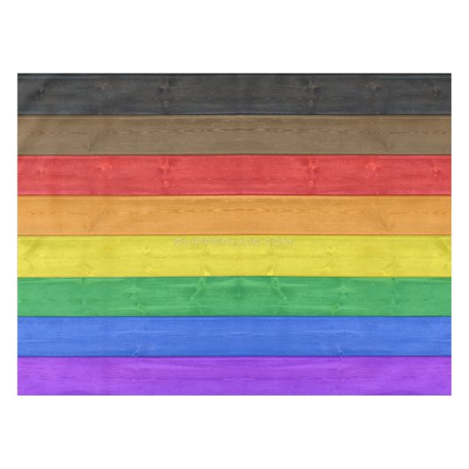 SlipperyJoe's Inclusive Gay Pride Flag strukturier Tischdecke (Vorderseite (Horizontal))
