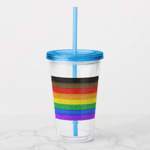 SlipperyJoe's Inclusive Regenbogenflagge texturier Acryltrinkbecher