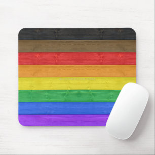 SlipperyJoe's inklusive Gay Pride Fahne Holzblau Mousepad