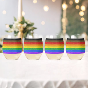 SlipperyJoe's inklusive Regenbogenflagge texturier Weinglas Ohne Stiel