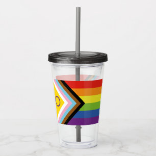 SlipperyJoe's Intersex Pride-Flagge gelber Hinterg Acryltrinkbecher