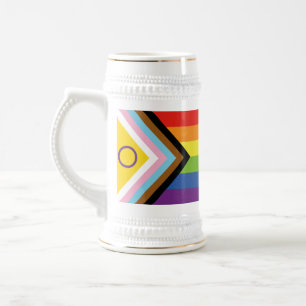 SlipperyJoe's Intersex Pride-Flagge gelber Hinterg Bierglas