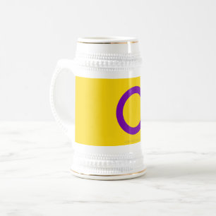 SlipperyJoe's Intersex Pride-Flagge gelber Hinterg Bierglas
