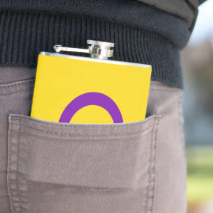 SlipperyJoe's Intersex Pride-Flagge gelber Hinterg Flachmann