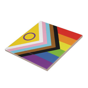 SlipperyJoe's Intersex Pride-Flagge gelber Hinterg Fliese