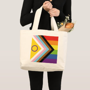 SlipperyJoe's Intersex Pride-Flagge gelber Hinterg Jumbo Stoffbeutel