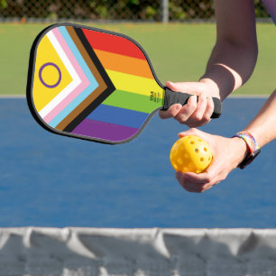 SlipperyJoe's Intersex Pride-Flagge gelber Hinterg Pickleball Schläger
