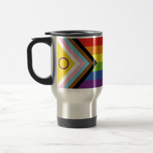 SlipperyJoe's Intersex Pride-Flagge gelber Hinterg Reisebecher