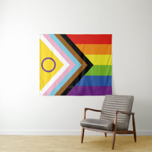SlipperyJoe's Intersex Pride-Flagge gelber Hinterg Wandteppich