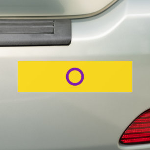 SlipperyJoe's Intersex-Stolzflagge gelber Hintergr Autoaufkleber