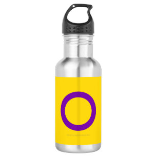 SlipperyJoe's Intersex-Stolzflagge gelber Hintergr Edelstahlflasche
