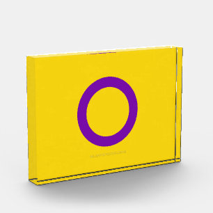 SlipperyJoe's Intersex-Stolzflagge gelber Hintergr Fotoblock
