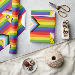 SlipperyJoe's Intersex-Stolzflagge gelber Hintergr Geschenkpapier