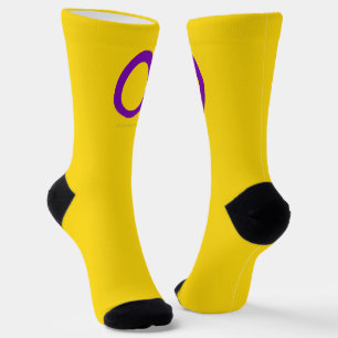 SlipperyJoe's Intersex-Stolzflagge gelber Hintergr Socken