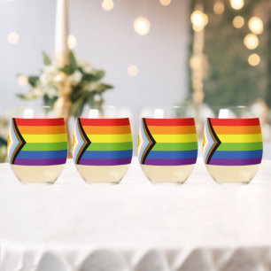 SlipperyJoe's Intersex-Stolzflagge gelber Hintergr Weinglas Ohne Stiel