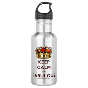 SlipperyJoe's keep calm fabulous goldene Krone rot Edelstahlflasche