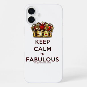SlipperyJoe's keep calm fabulous goldene Krone rot iPhone 16 Plus Hülle