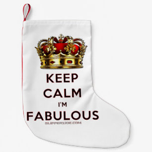 SlipperyJoe's keep calm fabulous goldene Krone rot Kleiner Weihnachtsstrumpf