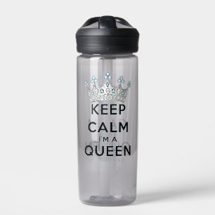 SlipperyJoe's Keep-Calm-Queen polierter Silber-Krä Trinkflasche