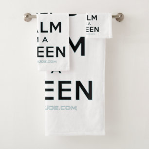 SlipperyJoe's Keep-Calm-Queen poliertes Silber-Kro Badhandtuch Set