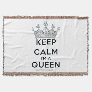 SlipperyJoe's Keep-Calm-Queen poliertes Silber-Kro Decke