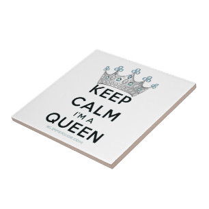 SlipperyJoe's Keep-Calm-Queen poliertes Silber-Kro Fliese