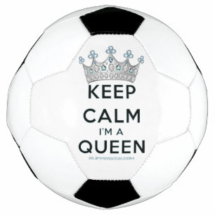 SlipperyJoe's Keep-Calm-Queen poliertes Silber-Kro Fußball