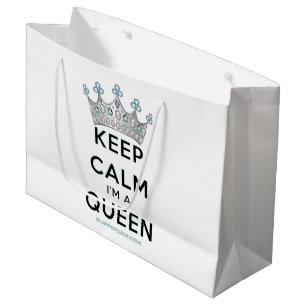 SlipperyJoe's Keep-Calm-Queen poliertes Silber-Kro Große Geschenktüte