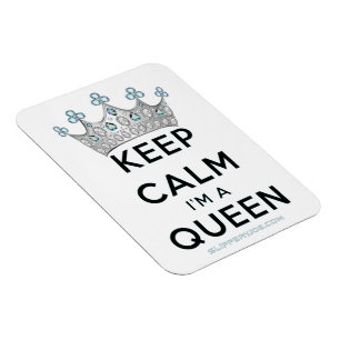 SlipperyJoe's Keep-Calm-Queen poliertes Silber-Kro Magnet
