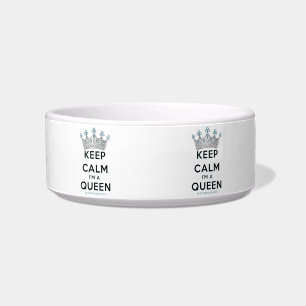 SlipperyJoe's Keep-Calm-Queen poliertes Silber-Kro Napf