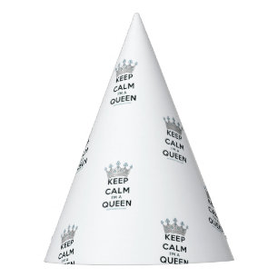 SlipperyJoe's Keep-Calm-Queen poliertes Silber-Kro Partyhütchen