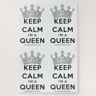 SlipperyJoe's Keep Calm Queen poliertes Silber-Kro Puzzle
