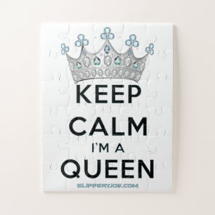 SlipperyJoe's Keep-Calm-Queen poliertes Silber-Kro Puzzle