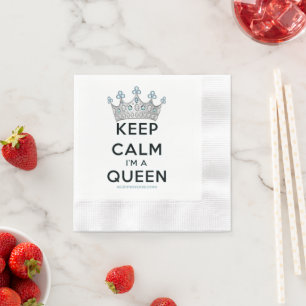 SlipperyJoe's Keep-Calm-Queen poliertes Silber-Kro Serviette